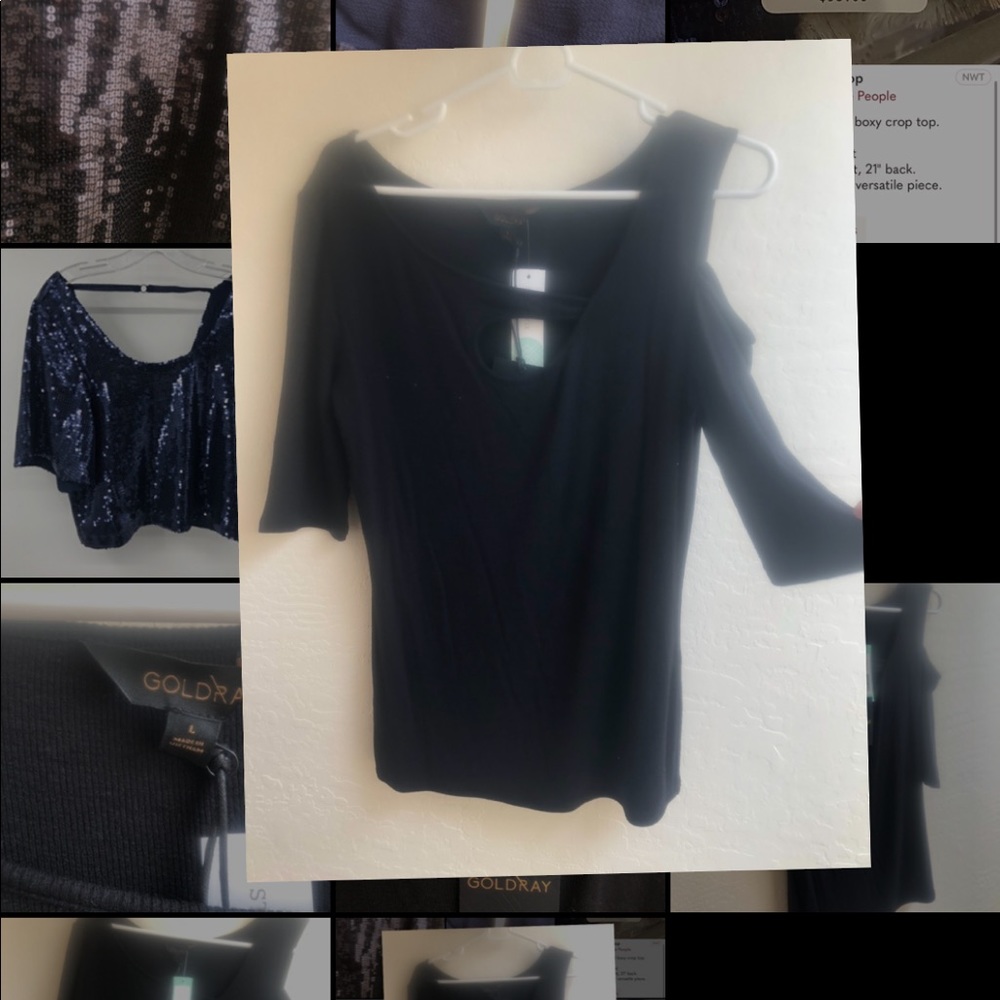 GoldRay NWT Asymmetrical cold shoulder top